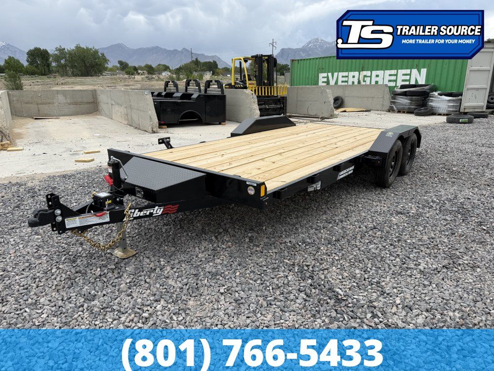 7x18 Liberty LC Flatbed Car Hauler Trailer - 7K GVWR - Slide Out Ramps