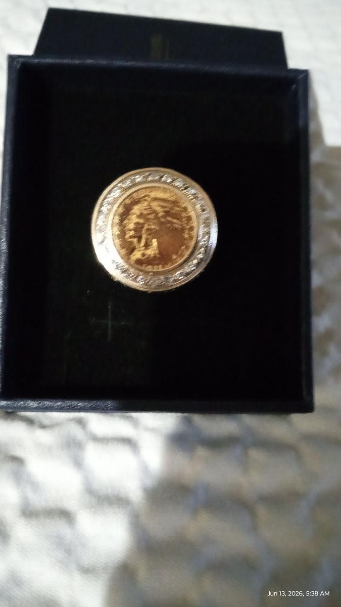 Men's 14K Gold Coin Ring with Diamond Accents 22K1911 Indian head coin- Unique Design