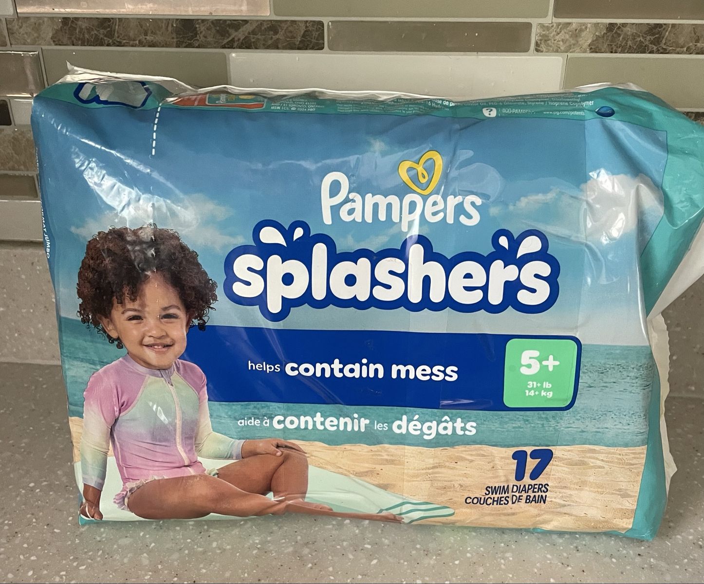 Pampers Splashers Swim Diapers - Size 5+ (31+ lbs) - 17 Count Jumbo Pack - New