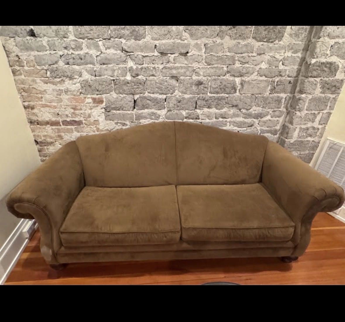 Comfortable Brown Fabric Two-Seater Sofa