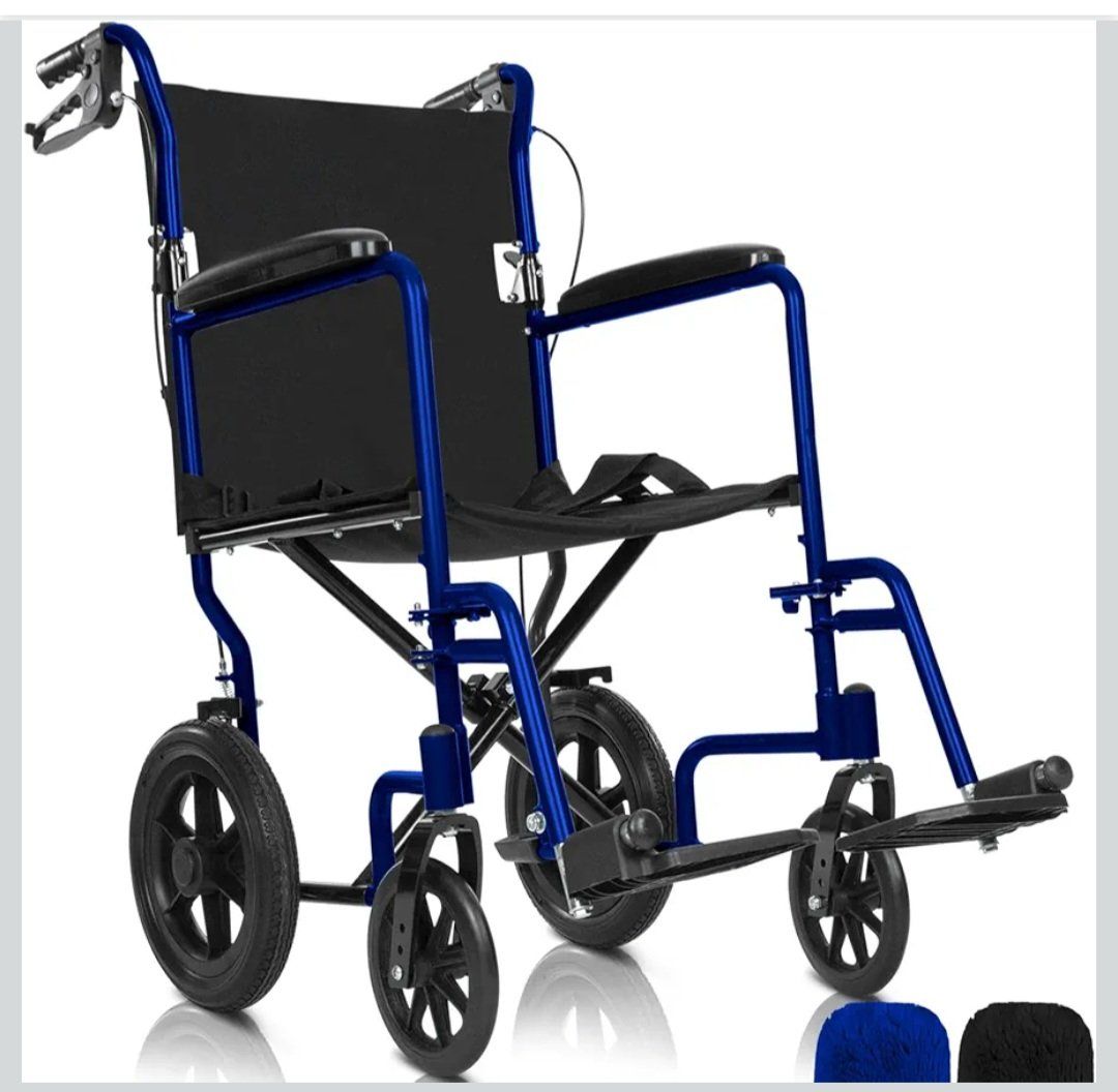 Lightweight Transport Wheelchair, Compact Folding, Durable Frame, up to 300 lbs