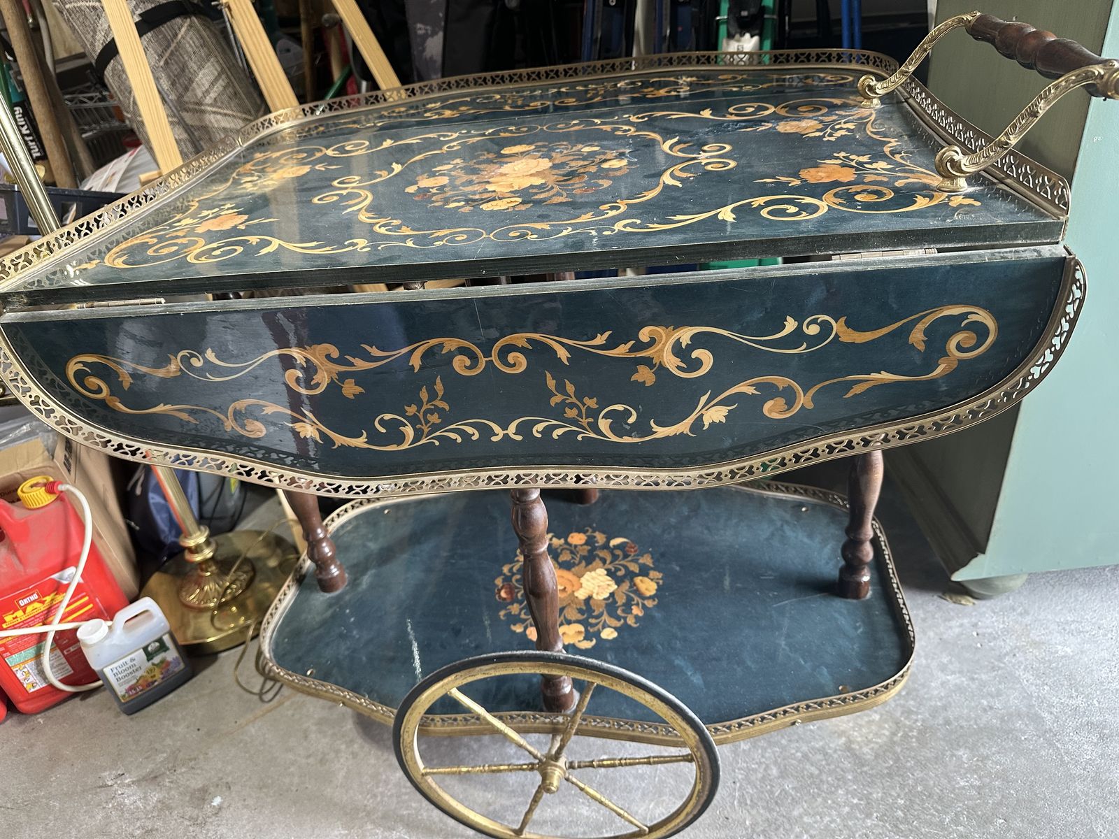 Wooden Inlay Tea cart