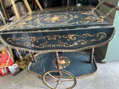 Wooden Inlay Tea cart