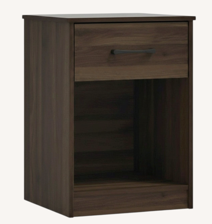 NEW Mainstays Ardent Nightstand with 1 Drawer, Dark Walnut