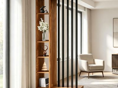 New! Room Divider with Shelves, Wall Room Divider with Storage Shelf, Easy to Assemble, Suitable for Home and Office Decoration
