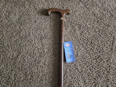 HARVY Cane - Men Extra Tall Stylish Walnut Finish Derby Bariatric Cane #9-7692-07 - new, never used