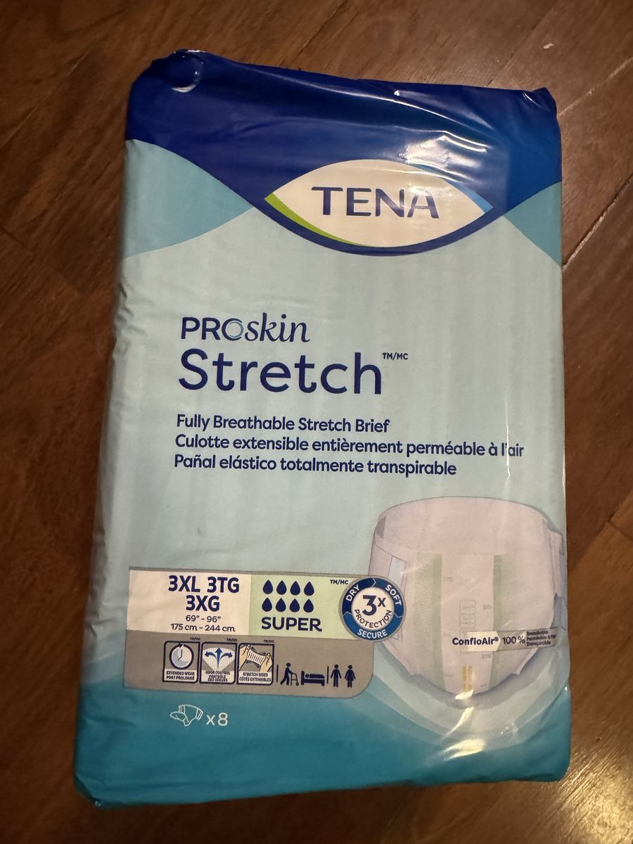 TENA ProSkin Stretch Super Breathable Briefs Size 3XL 8 Count