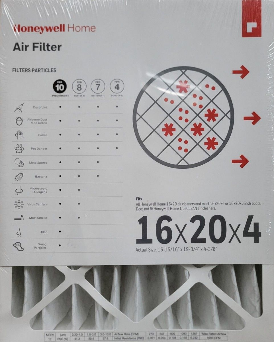 Honeywell Home Air Filter 16 x 20 x 4 Pleated MERV 12 - FPR 10
