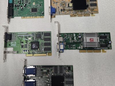 Lot of 5 Vintage PCI Expansion Cards - AGB/PCI ATI, ASUS, Creative Labs, Matrox
