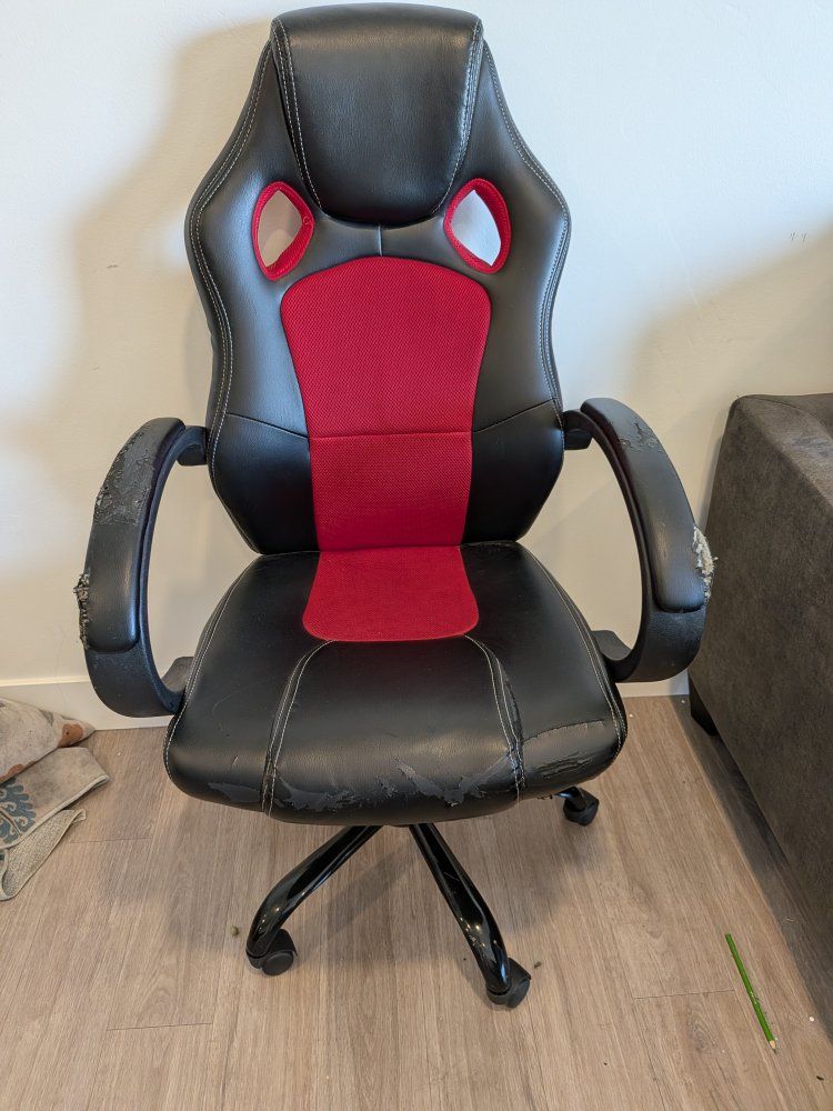 Black and Red Racing Style Gaming Chair with Armrests