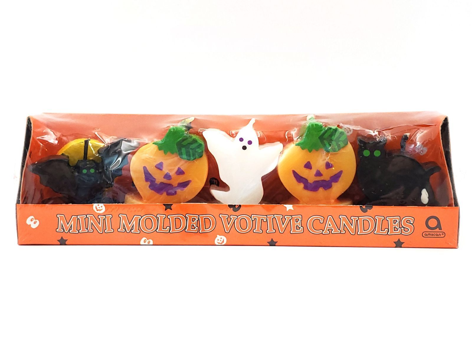 RARE Vintage “Amscan” Halloween Mini Molded Votive Candles – Set of 5 – NEW