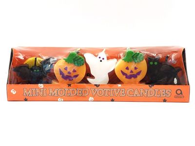 RARE Vintage “Amscan” Halloween Mini Molded Votive Candles – Set of 5 – NEW