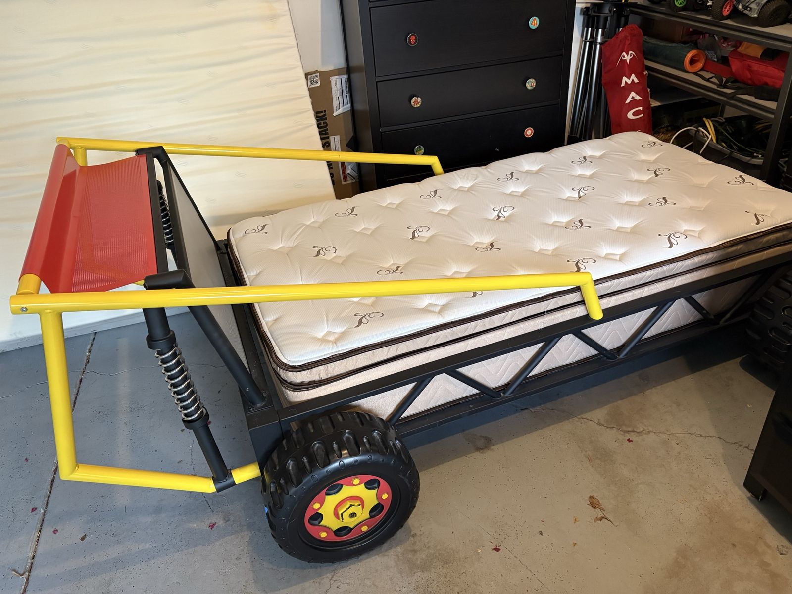 Kids Off-Road Buggy Twin Bed Frame with Mattress & Box Spring