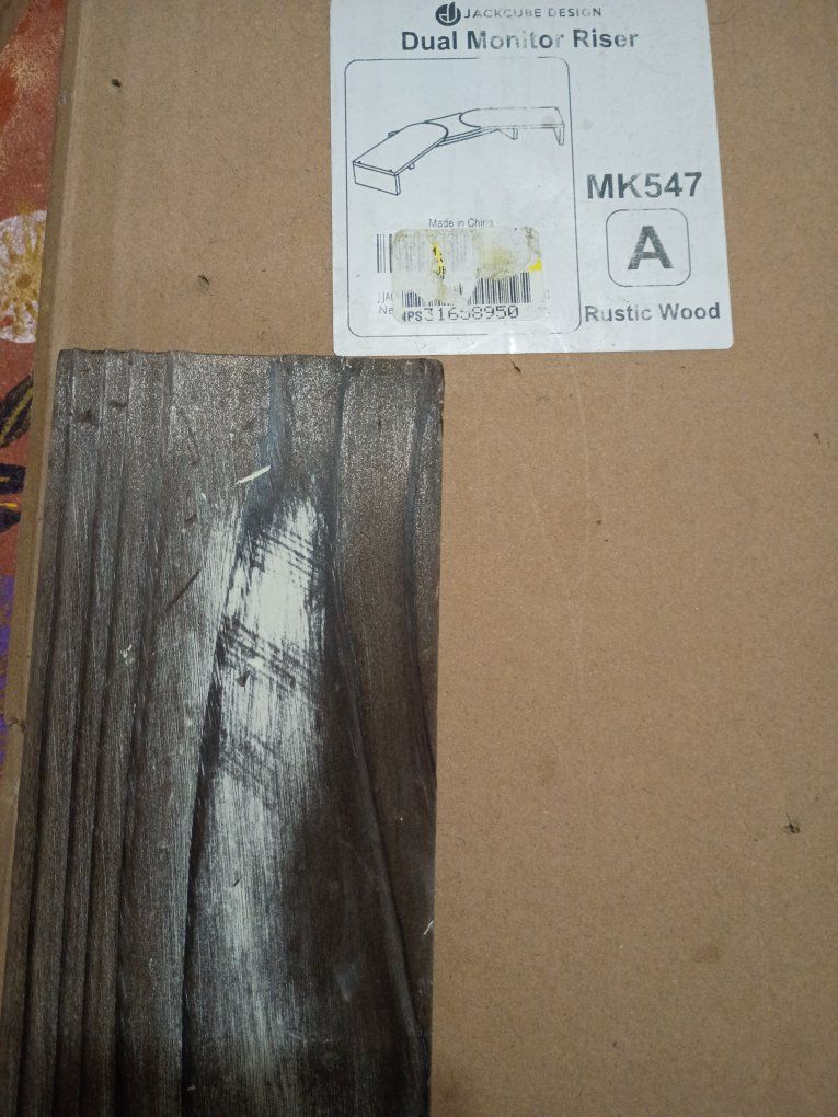 JACKCUBE DESIGN MK547 Dual Monitor Riser - Rustic Wood Finish