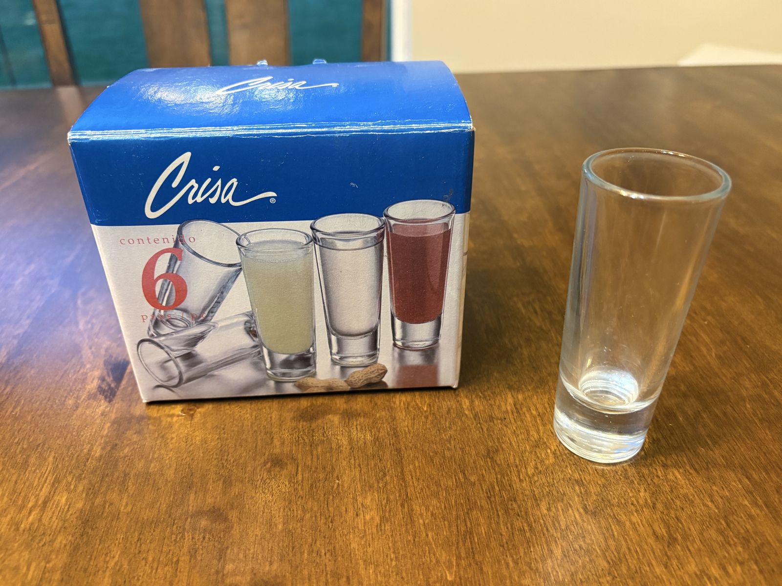 Crisa Glass Shot Glasses Set of 6 Clear Heavy Bottom