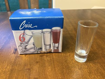 Crisa Glass Shot Glasses Set of 6 Clear Heavy Bottom