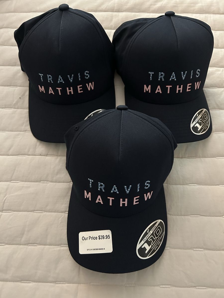 TravisMathew 110 Flexfit Tech Navy Hat Cap - Brand New with Tags. 3 hats