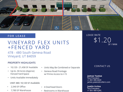 Vineyard Flex Space w/ Fenced Yard for Lease - 10,120 to 21,458 SF