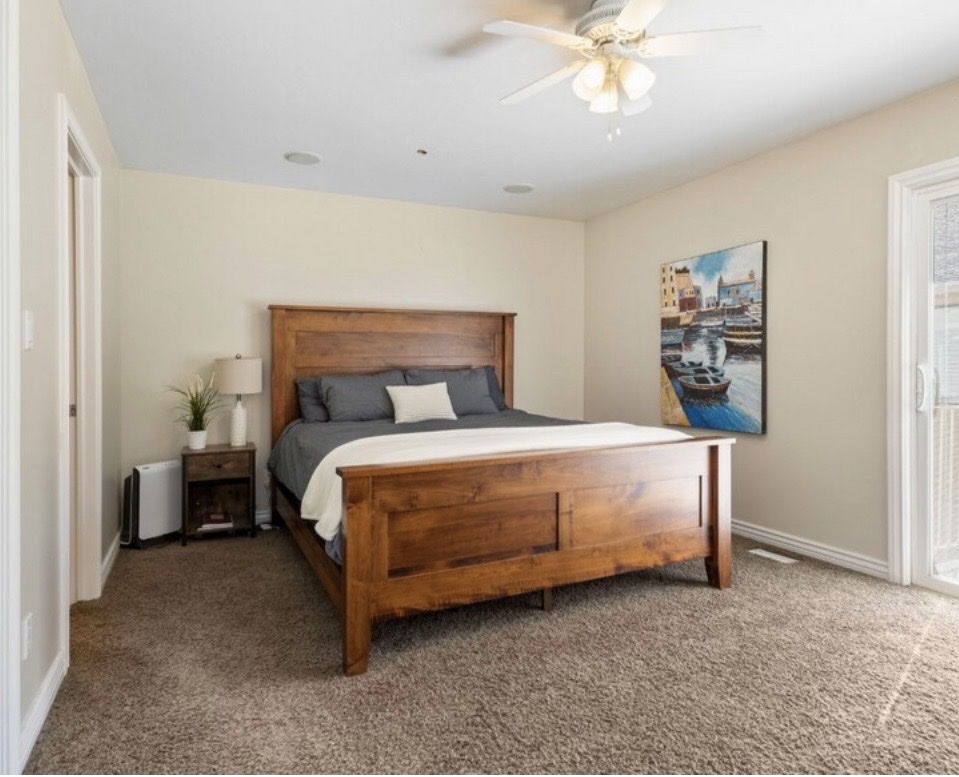 California King Wood Bed Frame, Box Spring & Mattress - Complete Set