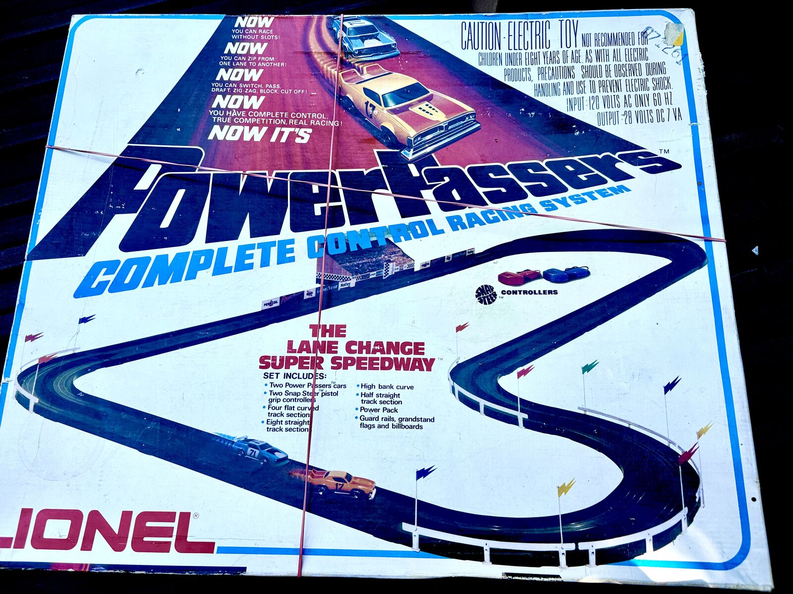 1970’s LIONEL Power Passers Complete Control Racing System Flaming Challenge w cars! RARE slot car style race track vintage