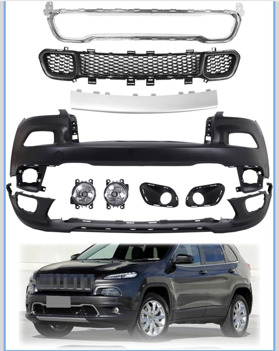 Jeep Cherokee Front Bumper Cover Grille Fog Lights Trim 2014-2018 New