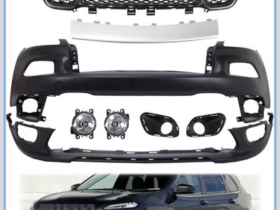 Jeep Cherokee Front Bumper Cover Grille Fog Lights Trim 2014-2018 New