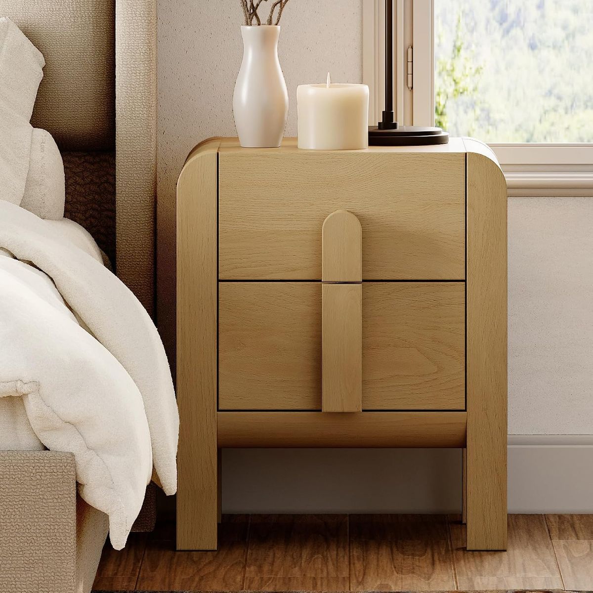 WAMPAT 23.7" Tall Nightstand with Charger