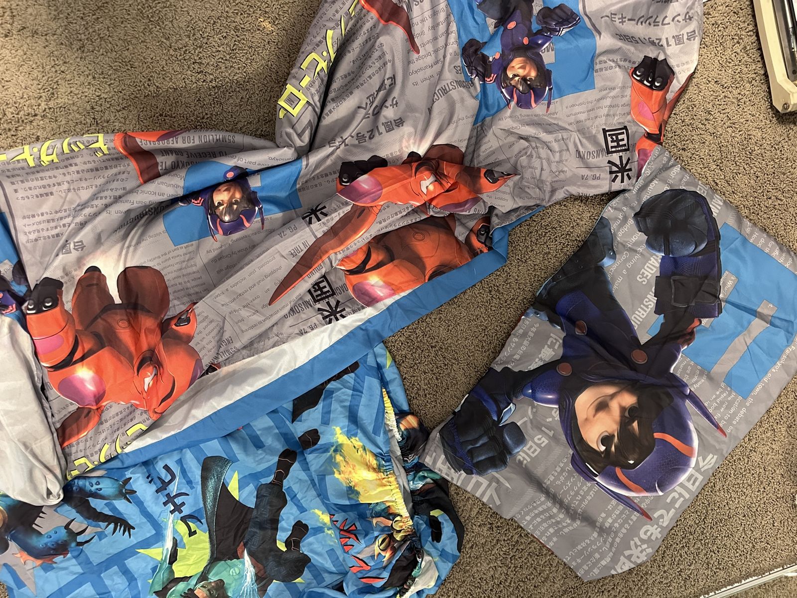 Big Hero 6 Twin Sheet Set Baymax Hiro Blue Anime