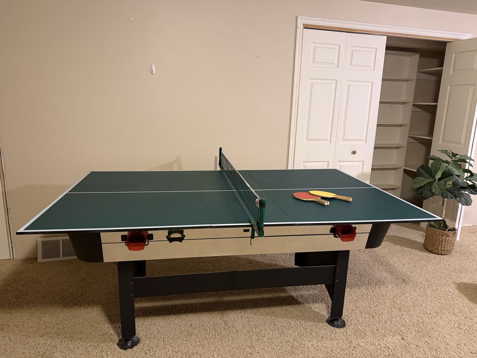 2-in-1 Air Hockey and Table Tennis Game Table with Accessories