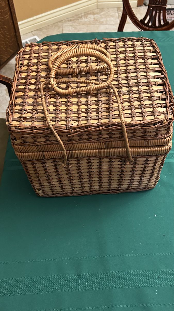 Fun Picnic Basket! 4 Plates 4 Cups