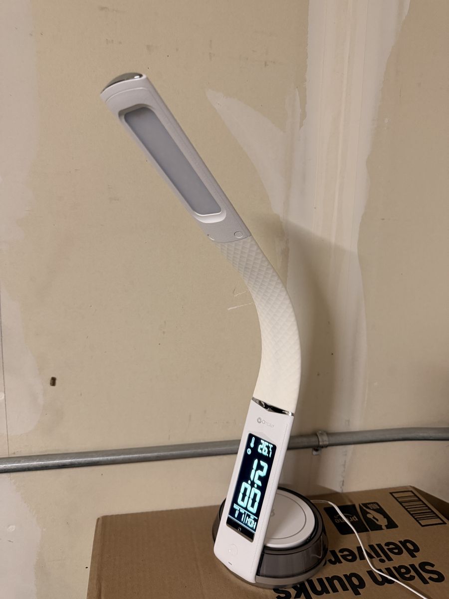 OttLite LED Desk Lamp with Digital Display Screen & Qi Wireless Charging Base