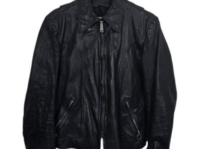 Vintage 1980s Men's Black Leather Jacket Talon Zip Removable Liner Moto Western