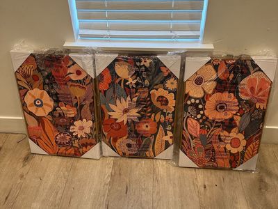 Set of 3 African-Inspired Canvas Wall Art – Brand New