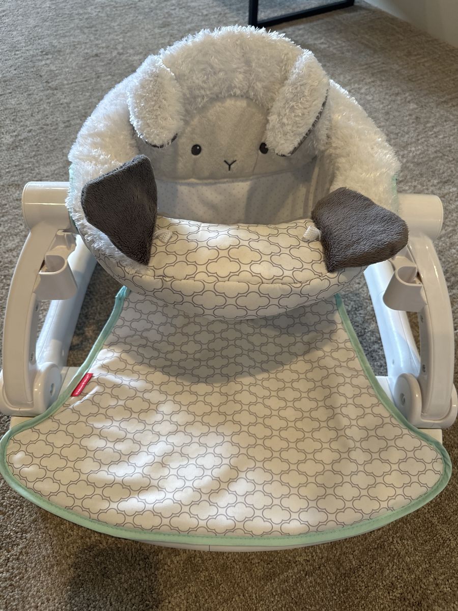 Fisher-Price Sit-Me-Up Floor Seat Infant Support - White/Gray Sheep Design