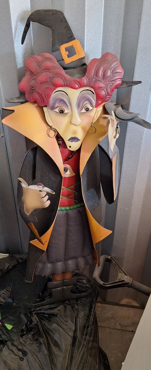 Halloween Vintage painted metal witch yard decor