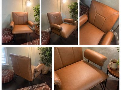 Modern Tan Faux Leather Accent Chair
