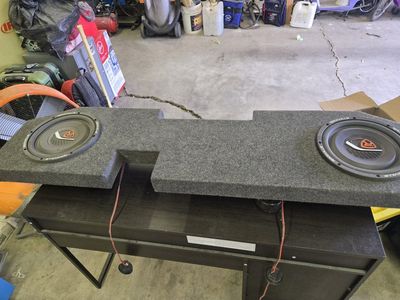 Dodge ram truck box with 2 10" Rockville subs