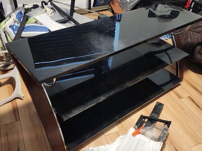 Black Glass Entertainment Center with TV Stand