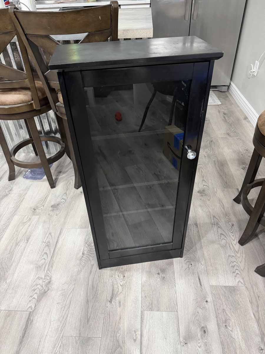 Black Display Cabinet with Glass Door and adjustable shelving
