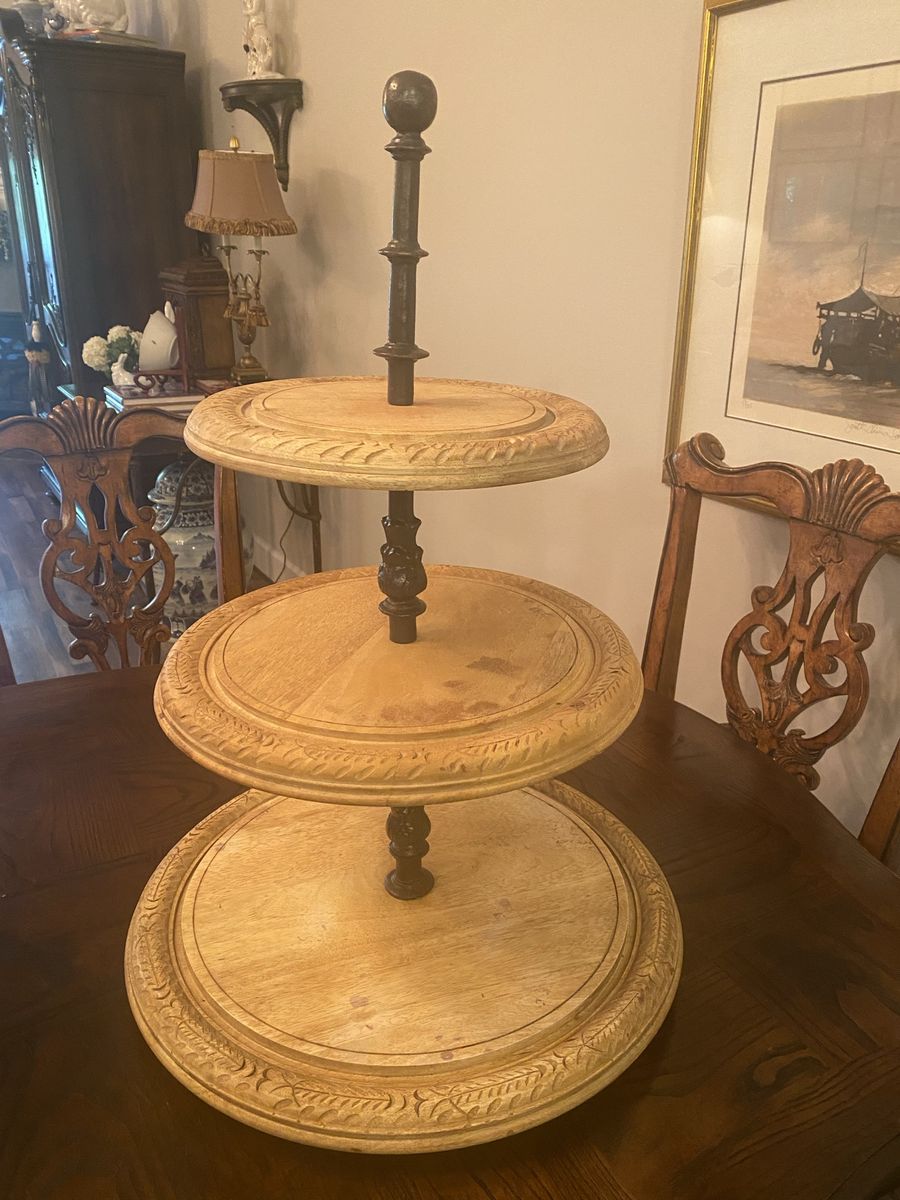 Beautiful Three Tiered Wooden Server