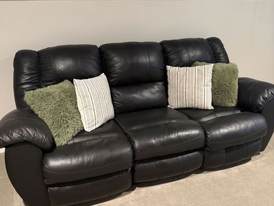 Leather reclining sofa