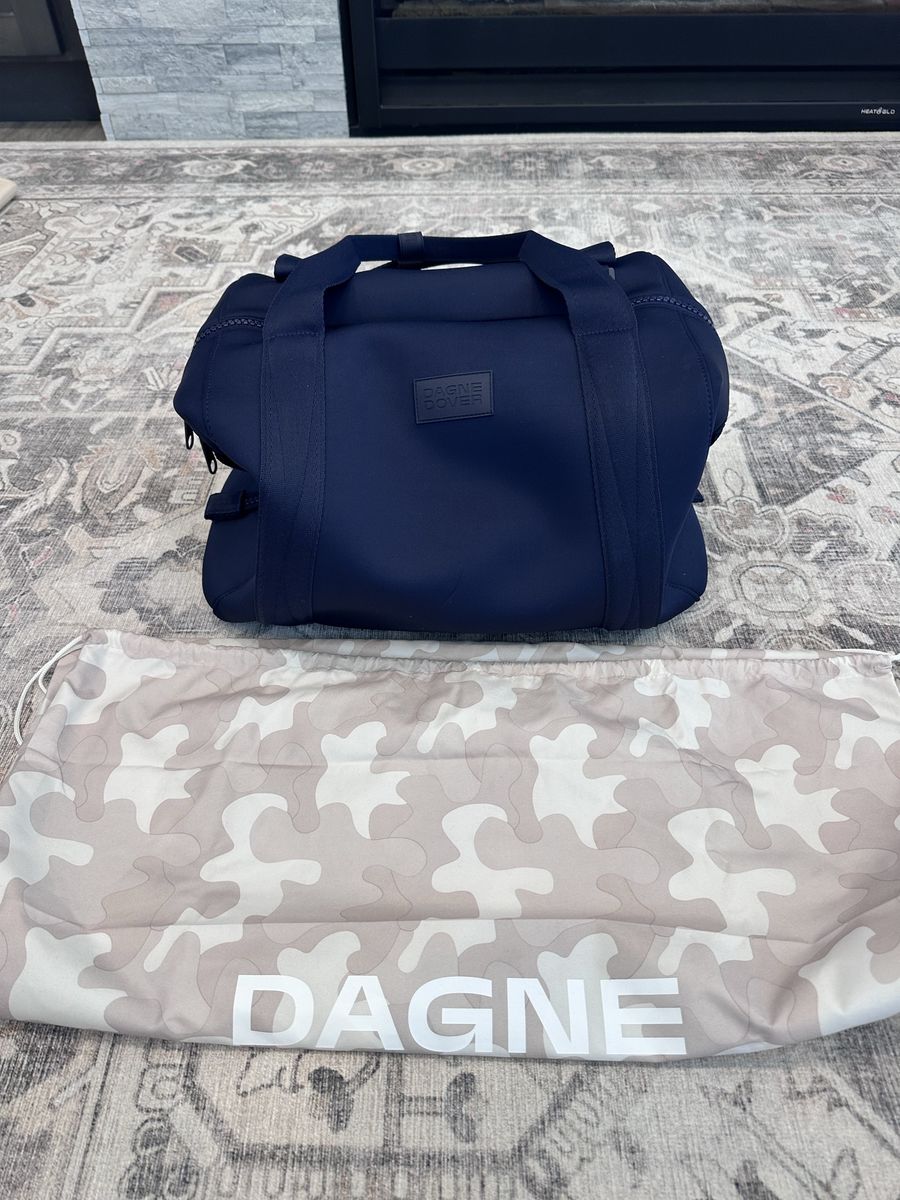 Dagne Dover Landon Carryall Bag Neoprene Tote Storm Large with Dust Bag