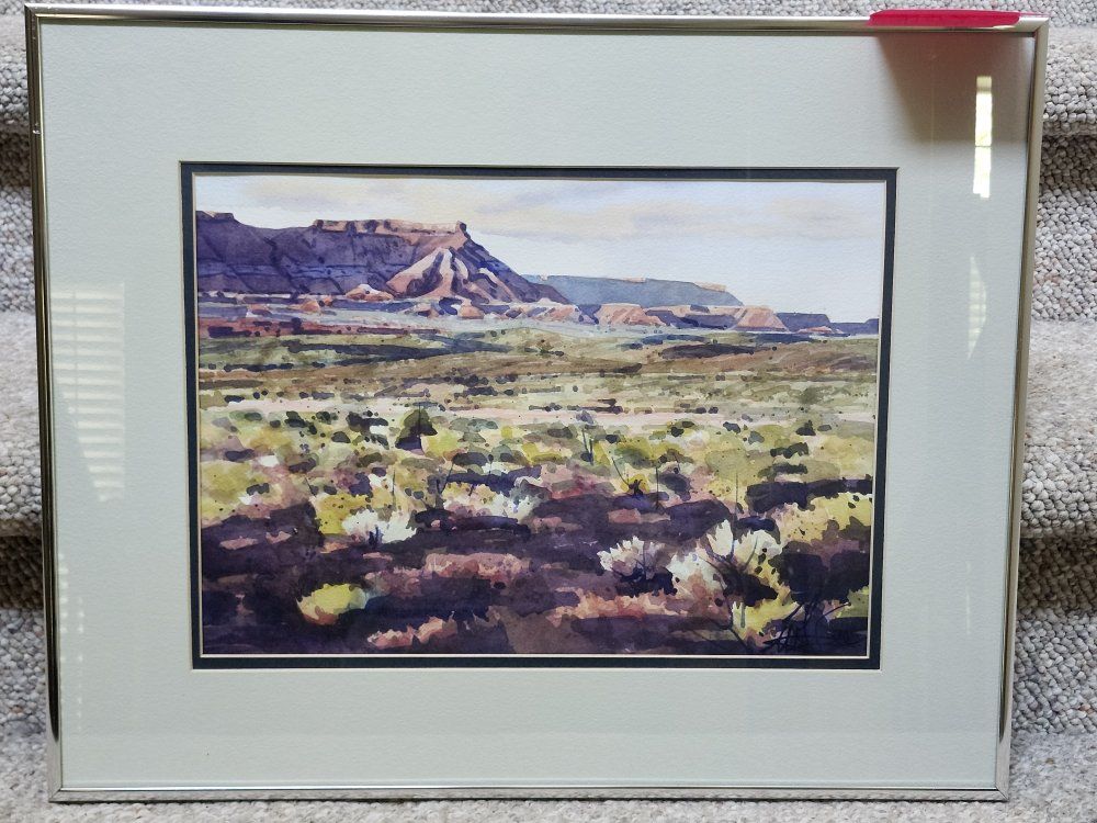 Original Framed Landscape Painting - Study - Long Shadows at Daybreak by Wallace Lee