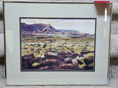 Original Framed Landscape Painting - Study - Long Shadows at Daybreak by Wallace Lee