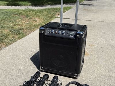 ION Audio Block Rocker Portable PA Sound System Speaker with Microphones & Cables