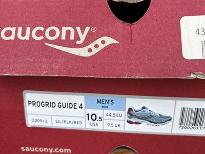 Saucony ProGrid Guide 4 Men's Running Shoes - Size 10.5 Wide - Silver/Black/Red - New in Open Box