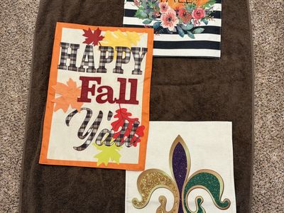 Set of 3 Decorative Garden Flags - Fall Pumpkin, Happy Fall Y'all, Fleur-de-lis Welcome