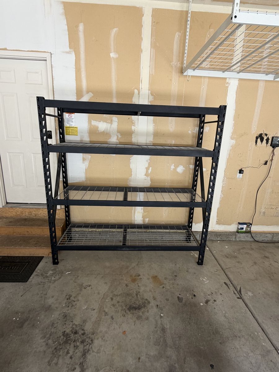 Black Metal 4-Tier Garage Storage Shelf