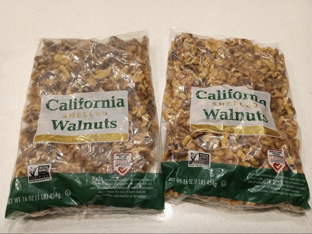 2x 16-ounce (1-pound) bags of California shelled walnut halves and pieces.