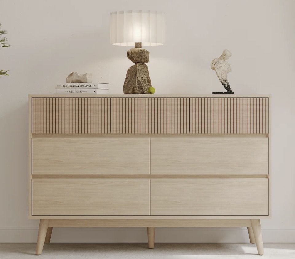 New Natural Wood Color 7-Drawer Dresser TV Stand